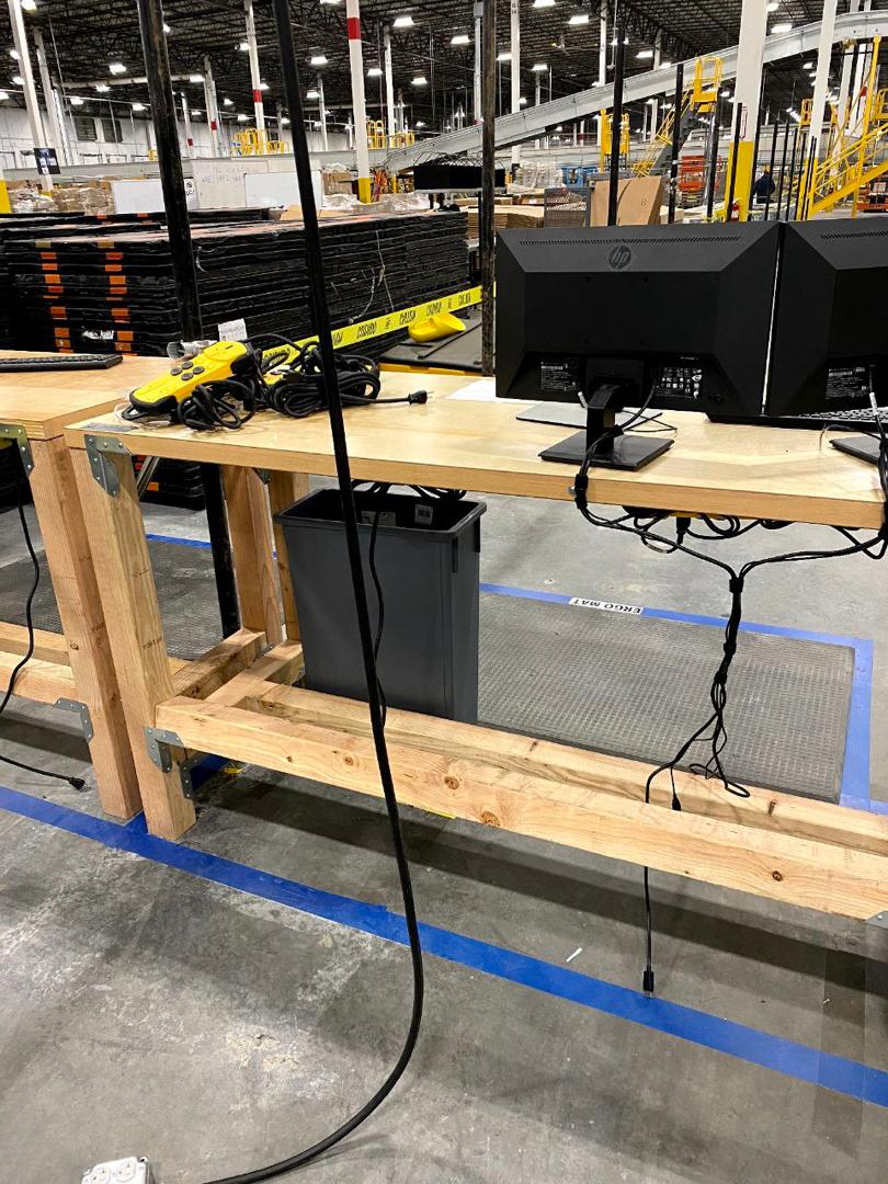 Workstation and staging area inside an active build-out project